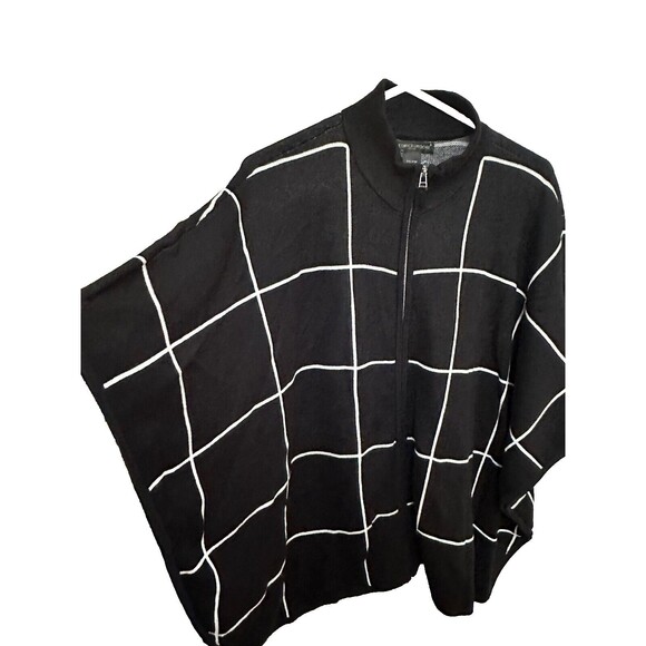 Preswick & Moore Black & White Petite Small/Medium Zipper Sweater Shawl NEW - Picture 3 of 6